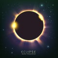 Sun eclipse cosmic vector illustration Royalty Free Stock Photo
