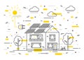 Sun electricity house vector concept