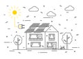 Sun electricity house vector concept