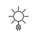 Sun energy icon. Solar energy with socket outline sign. Alternative nature power.