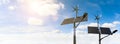 Sun energy solar power banner. Wind turbine with solar energy power panel, renewable photovoltaic technology. Renewable Royalty Free Stock Photo