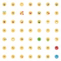 Sun face emoticon flat icons set Royalty Free Stock Photo