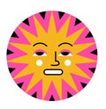 Sun with facial expression conveying irritation