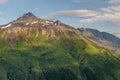 Sun falls on mountain above Girdwood, Alaska, USA Royalty Free Stock Photo