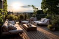 Sun-filled Residential terrace. Generate Ai Royalty Free Stock Photo