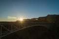 Sun flare brust on the Navajo bridge in Sunset view Royalty Free Stock Photo