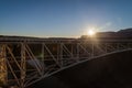 Sun flare brust on the Navajo bridge in Sunset view Royalty Free Stock Photo