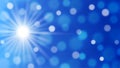 Vector Abstract Sun Rays and Bokeh in Blue Sky Background Royalty Free Stock Photo