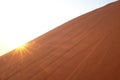 Sun flare at sunrise in the desert for a warm summer background Royalty Free Stock Photo