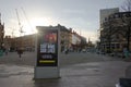 Sun flares around government coronavirus guidance in fargate sheffield Royalty Free Stock Photo