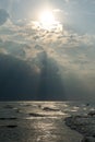 sun flares on sea surface Royalty Free Stock Photo