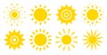 Sun flat icon logotype summer web sign vector set Royalty Free Stock Photo