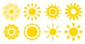 Sun flat icon logotype summer web sign vector set Royalty Free Stock Photo