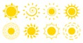 Sun flat icon logotype summer web sign vector set Royalty Free Stock Photo