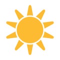 Sun flat icon vector. Summer pictogram. Sunlight symbol. for website design, web button, mobile app illustration Royalty Free Stock Photo