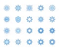 Sun flat line icons set. Sunshine, sunny day, summer heat, morning sunlight, hot weather vector illustrations. Outline