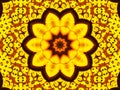 Sun flower kaleidoscope background. Beautiful yellow sunflowers seamless pattern. Unique kaleidoscope mosaic texture. Summer time Royalty Free Stock Photo