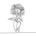 Sun flower one line drawing minimalist design Royalty Free Stock Photo