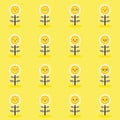 sun flower set flat style vector illustration. Collection of difference emoticon icon of sunflower on the white background vector Royalty Free Stock Photo