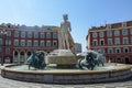 Sun Fountain Fontaine du Soleil and the Apollo statue on the Massena square in Nice