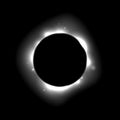 Sun full eclipse concept. Light grey moon glow background. Solar or planet total eclipse in dark space. Hot star surface Royalty Free Stock Photo