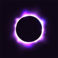 Sun full eclipse concept. Light purple moon glow background. Solar or planet total eclipse in dark space. Hot star Royalty Free Stock Photo