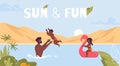 Sun And Fun Motivation Poster With Happy Family