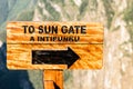 The sun gate sign. Machu Picchu, Cusco, Peru, South America. Royalty Free Stock Photo