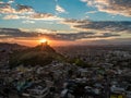 Sunset right on the church tower Royalty Free Stock Photo