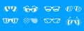 Sun glasses icon blue set vector Royalty Free Stock Photo