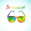 Sun glasses made n of colorful watercolor, vector