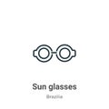 Sun glasses outline vector icon. Thin line black sun glasses icon, flat vector simple element illustration from editable brazilia Royalty Free Stock Photo