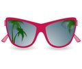 Sun glasses with reflexion of palm trees Royalty Free Stock Photo