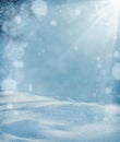 Sun glistening on the snow. Winter background. Cold frosty day. Royalty Free Stock Photo