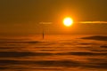 Tv tower is above the fog Royalty Free Stock Photo