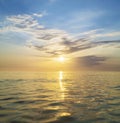 Sun and golden sea sunset surface background Royalty Free Stock Photo