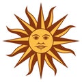 Sun graphic sign. The Inca god of the sun