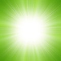 Sun on green sky with lenses flare