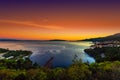 Sunset at the northern adriatic coast between Rijeka and the Istria peninsula