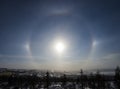 sun halo. a beautiful rare natural phenomenon - the solar halo. Royalty Free Stock Photo