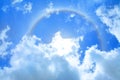 Sun halo over blue sky and cloud as background