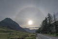 Sun halo in the Snowdonia mountains in Wales UK Royalty Free Stock Photo