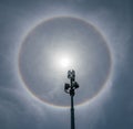 Sun Halo and mobile phone mast Royalty Free Stock Photo