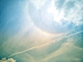 Sun halo white clouds in the blue sky natural background beautiful nature space for write Royalty Free Stock Photo