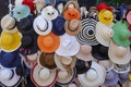 Sun hats for sale by street vendor Royalty Free Stock Photo