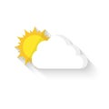 Sun hiding behind the cloud. Vector illustration