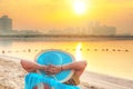 Sun holidays on the beach of Persian Gulf Royalty Free Stock Photo