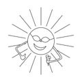 Sun with ice cream icon, outline style Royalty Free Stock Photo