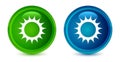 Sun icon artistic shiny glossy blue and green round button set Royalty Free Stock Photo