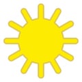 Sun icon with beams as vector on a isolated background